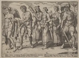 Honest and Dishonest Ways of Becoming Rich, by Philip Galle, ink, 1563