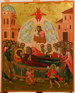 The Dormition of the Virgin, by Ioannis Moschos, oil