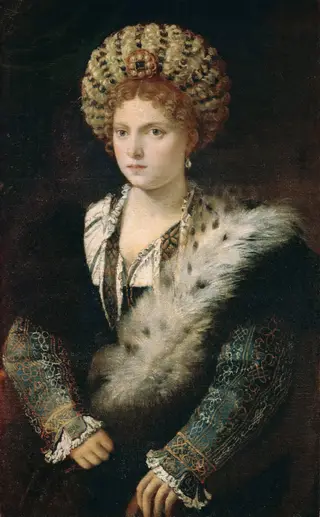 Portrait of Isabella d'Este, by Titian, oil, 1535