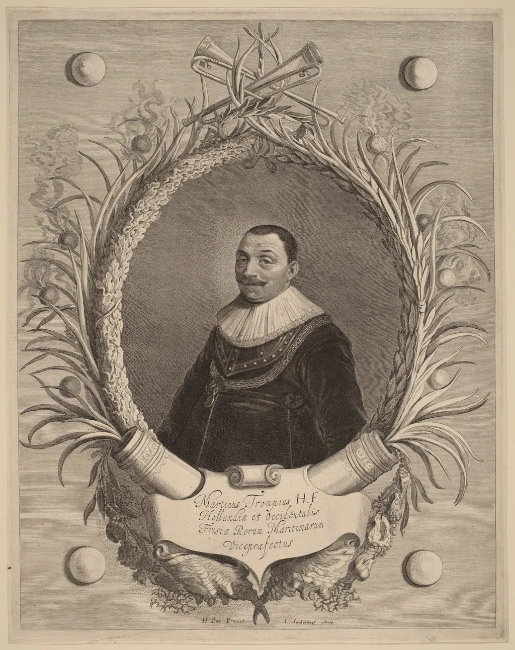 Martin van Tromp, by Jonas Suyderhoff, ink, 1650