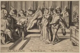 Salome Dancing Before Herod, by Jan Pietersz Saenredam, ink, 1592