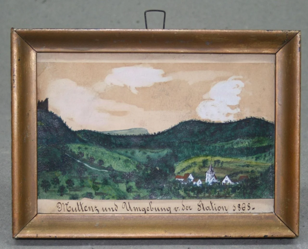 unbekannt - Malerei, Muttenz und Umgebung von der Station, detail