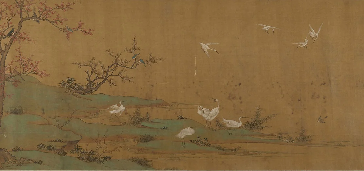 明 佚名 舊傳刁光 叢簧集羽 卷|River Scene with Birds and Bamboo, detail