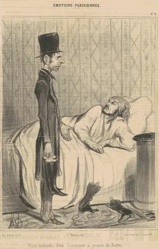 Visite matinale d'un créancier, by Honoré Daumier, ink, 1839