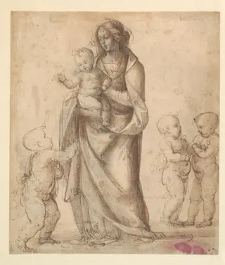 Madonna and Child with the Infant Saint John the Baptist and Two Putti (recto); Madonna and Child with the Infant Saint John the Baptist and a Putto (verso), by Fra Bartolomeo, unspecified, 1505