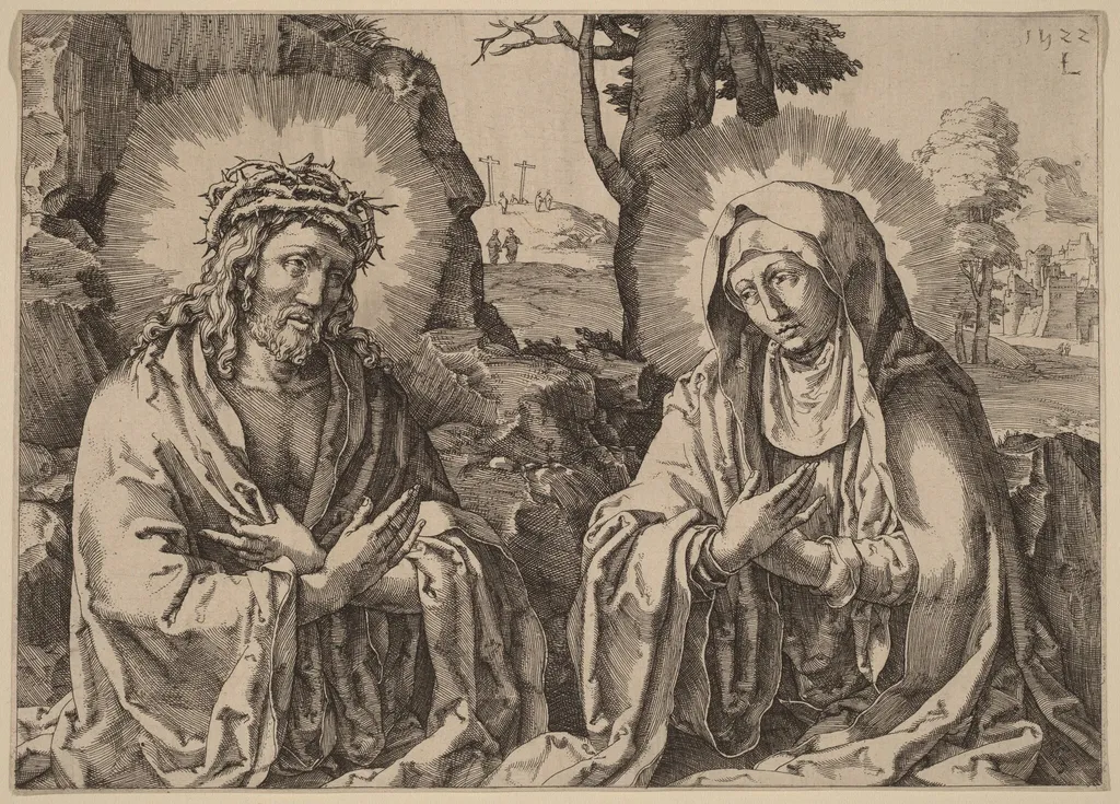 The Savior and the Virgin, by Simon Frisius, ink, 1604