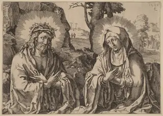 The Savior and the Virgin, by Simon Frisius, ink, 1604