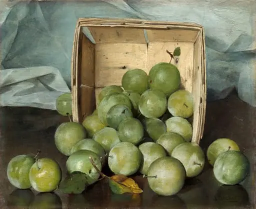 Green Plums, by Joseph Decker, oil, 1885