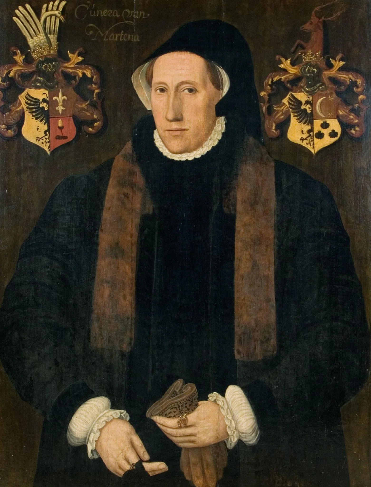 Cunera van Martena, Wife of Rudolph van Buynou, detail