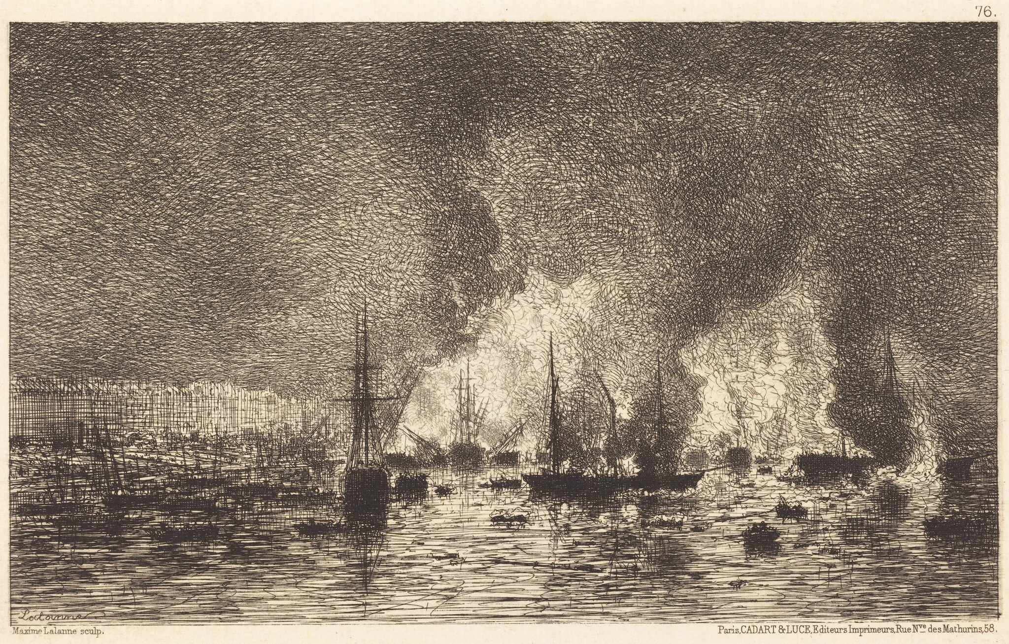 Incendie dans le port de Bordeaux, detail