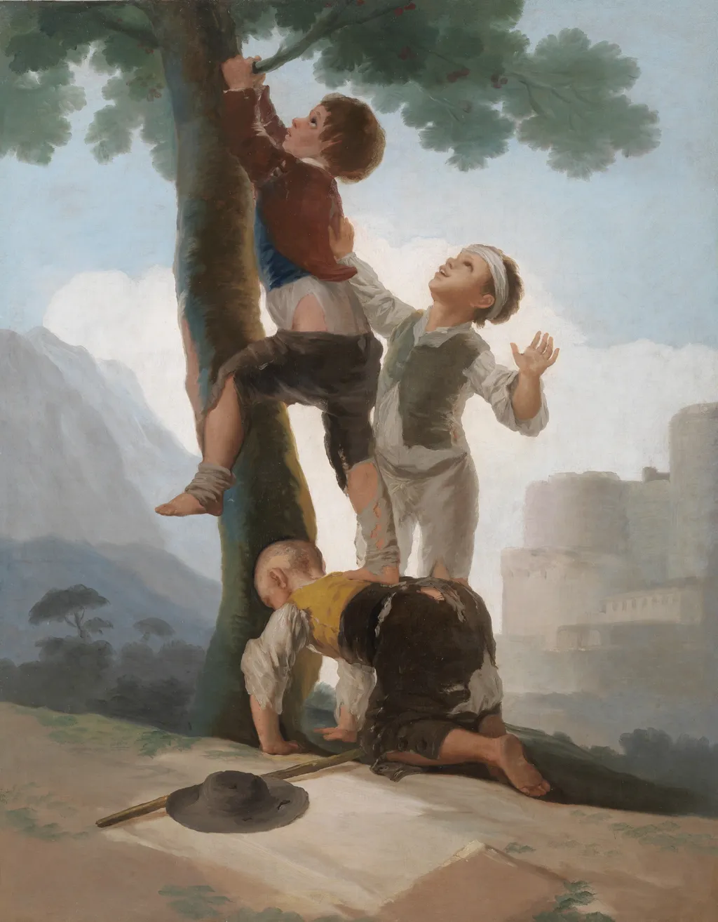 Boys climbing a tree, by Francisco Goya, oil, 1796