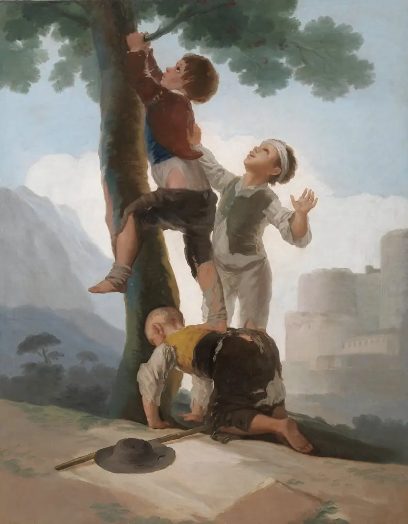 Boys climbing a tree, by Francisco Goya, oil, 1796