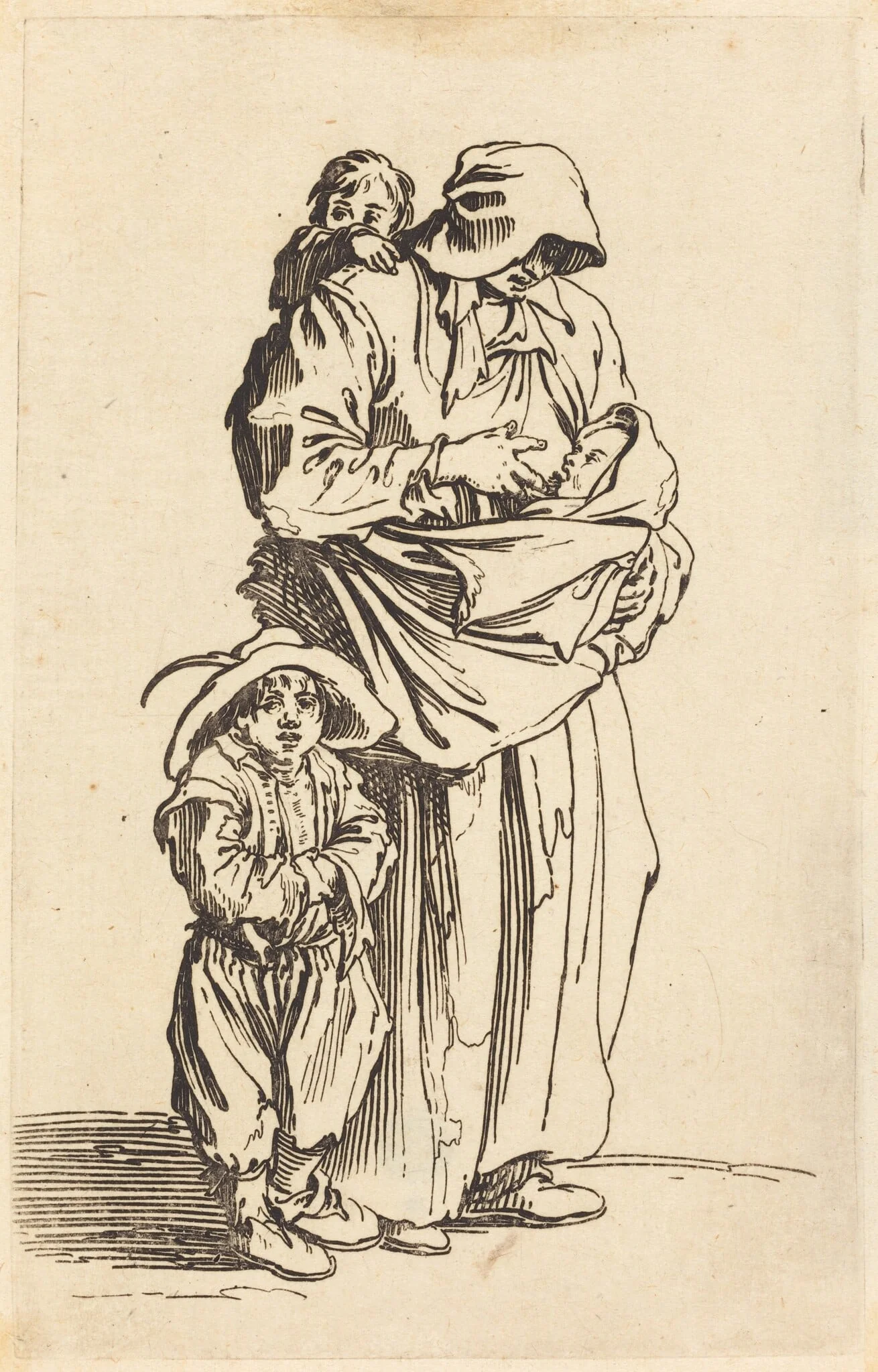 Mother and Three Children, detail