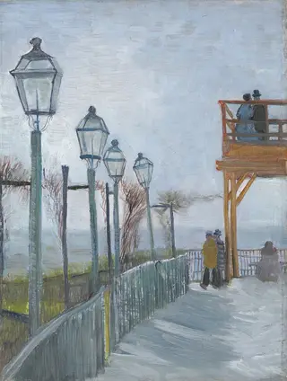 Terrace and Observation Deck at the Moulin de Blute-Fin, Montmartre, by Vincent van Gogh, oil