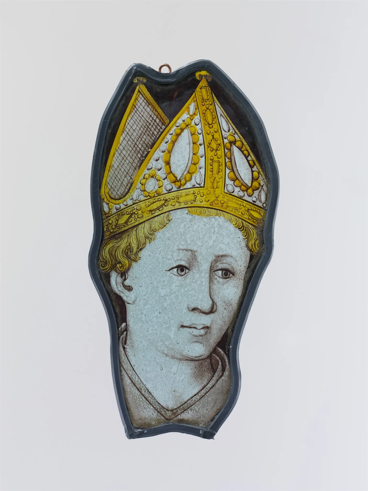 Panel with the Head of a Bishop, detail