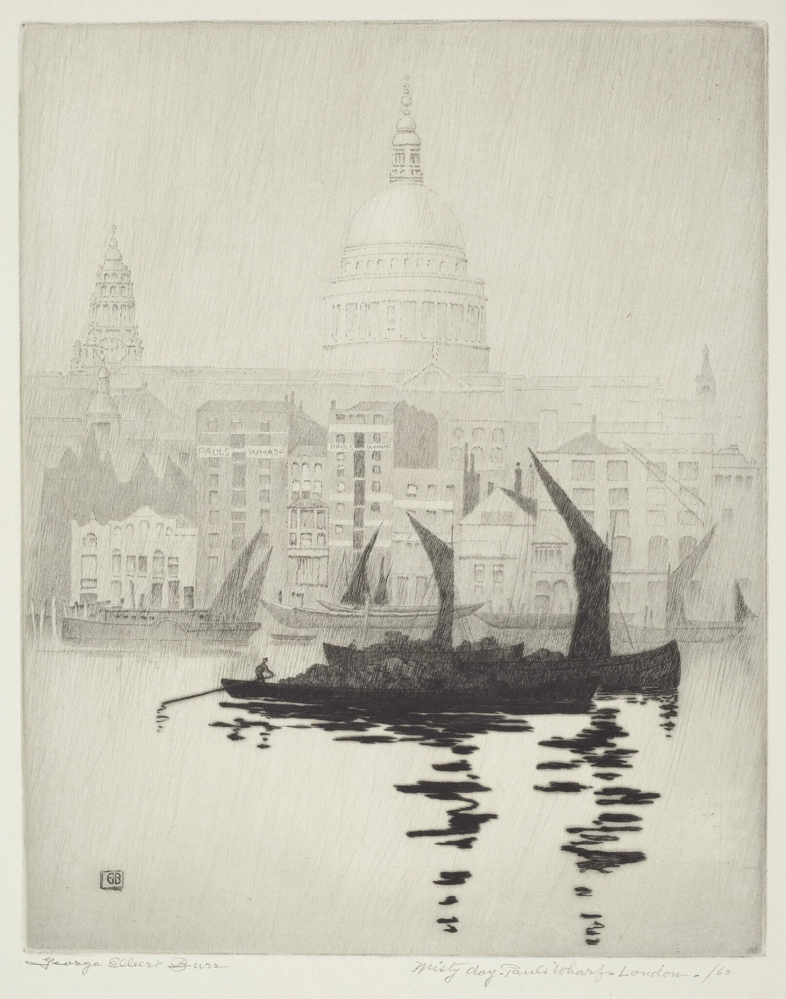 Misty Day, Paul's Wharf, London, detail