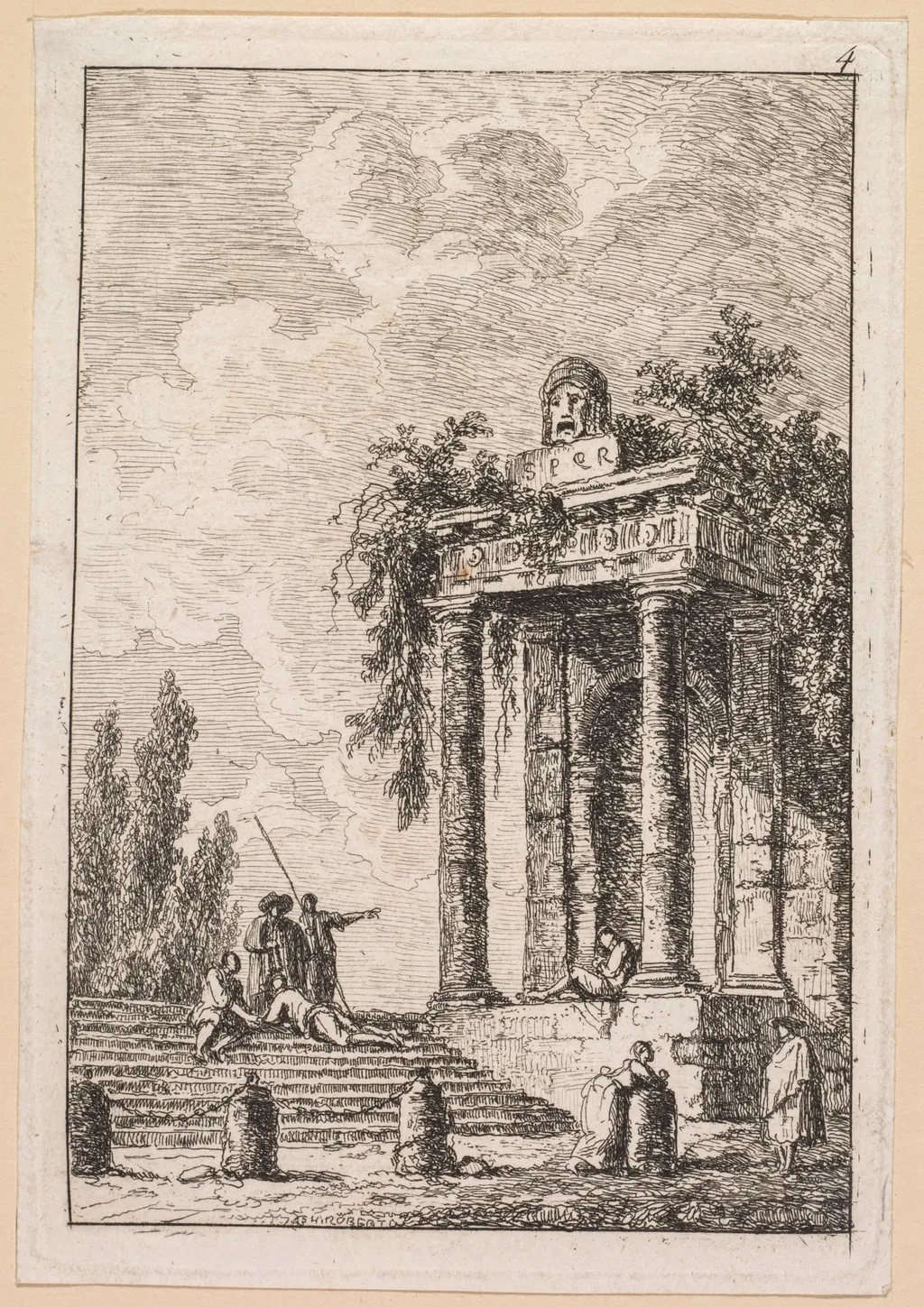 Les Soirées de Rome:  L'Escalier aux quatre bornes, by Hubert Robert, 1763