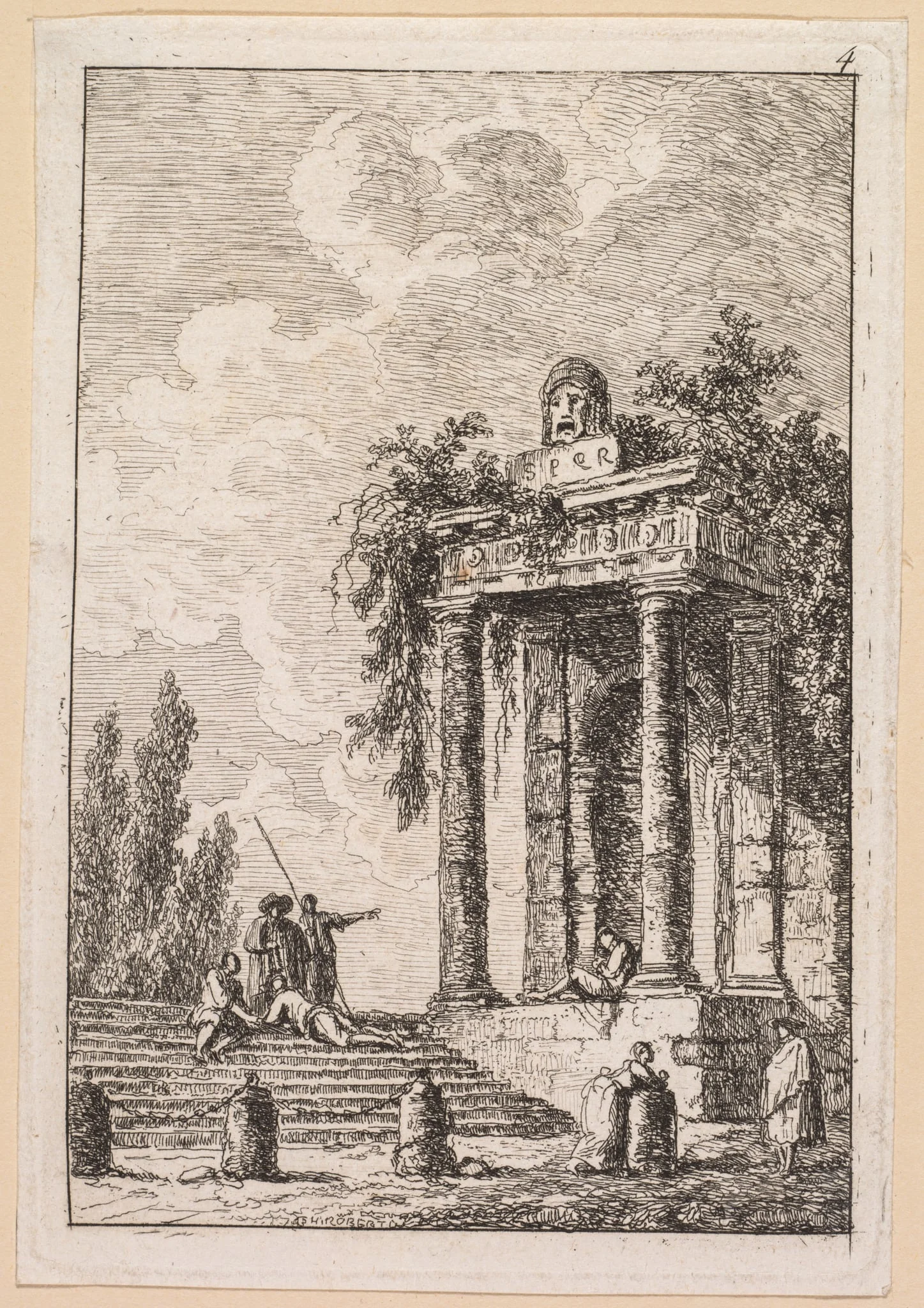 Les Soirées de Rome: L'Escalier aux quatre bornes, detail