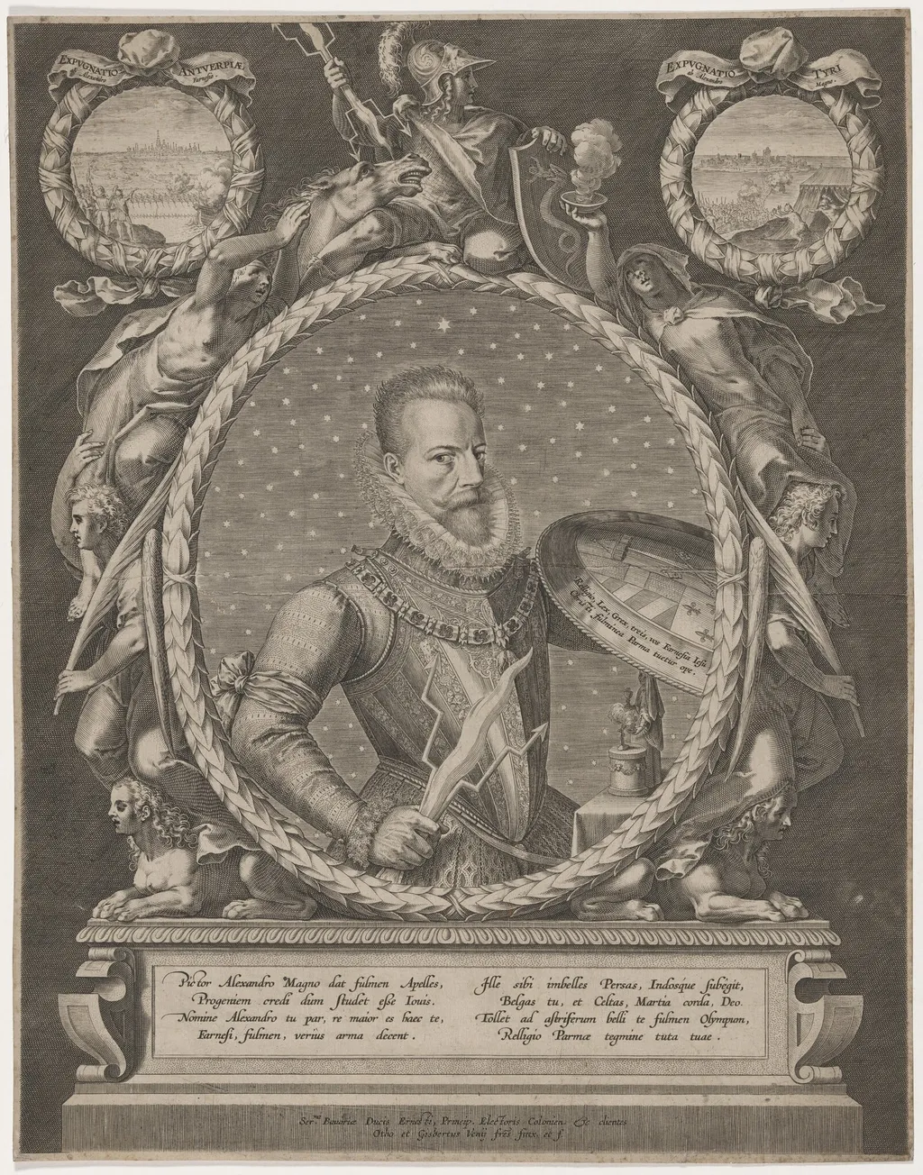 Alexander Farnese, Duke of Parma, by Crispijn van de Passe I, ink, 1601