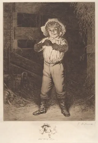 His First Pipe, by Thomas Waterman Wood, ink, 1886