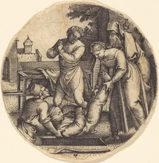 To Bury the Dead, by Georg Pencz, ink, 1525