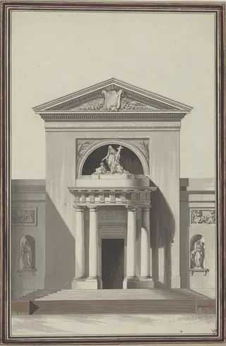Facade for a Church with a Sculpture Representing Faith, by Louis Gustave Taraval, ink, 1768