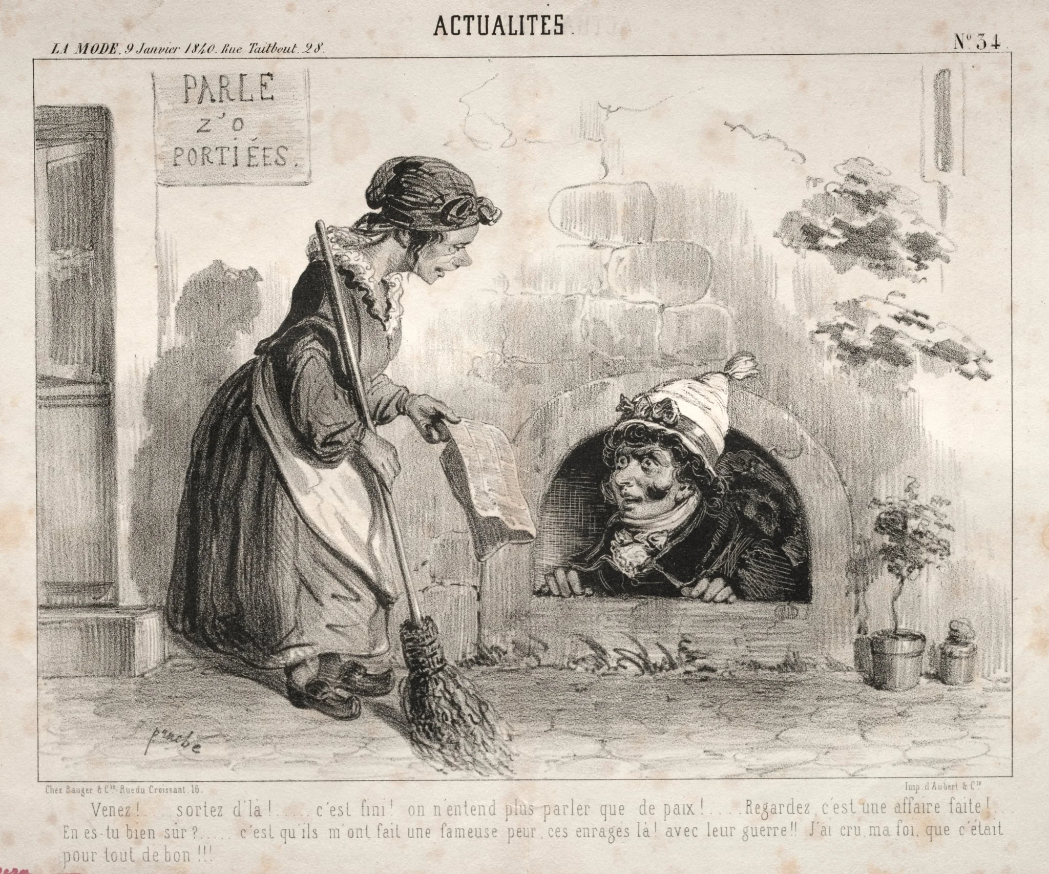 Actualités: Venez! ...sortez d'la! ... c'est fini! on n'entend plus parler que de paix!..., detail