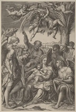 The Rest on the Flight into Egypt, by Giorgio Ghisi, ink, 1578