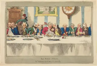 La Table d'Hote, by Thomas Rowlandson, ink, 1792