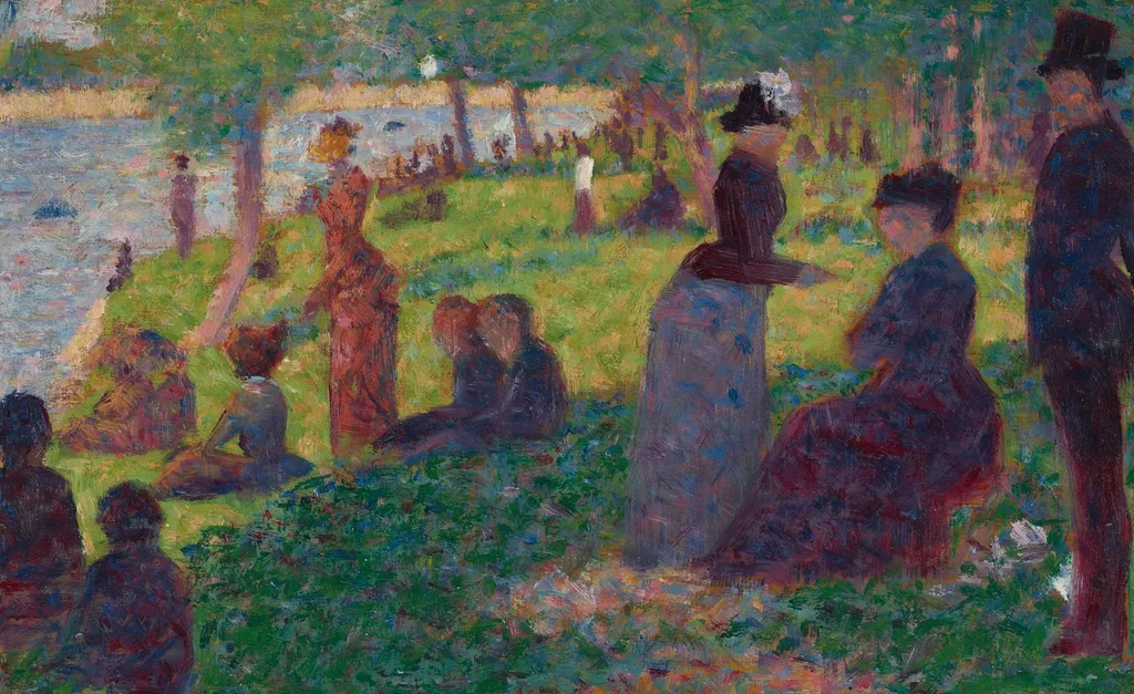 Oil Sketch for "A Sunday on La Grande Jatte — 1884", by Georges Seurat, oil, 1884