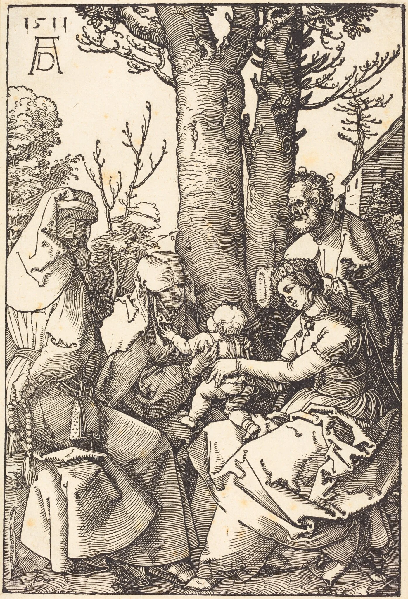 The Holy Family with Joachim and Anne under a Tree, detail
