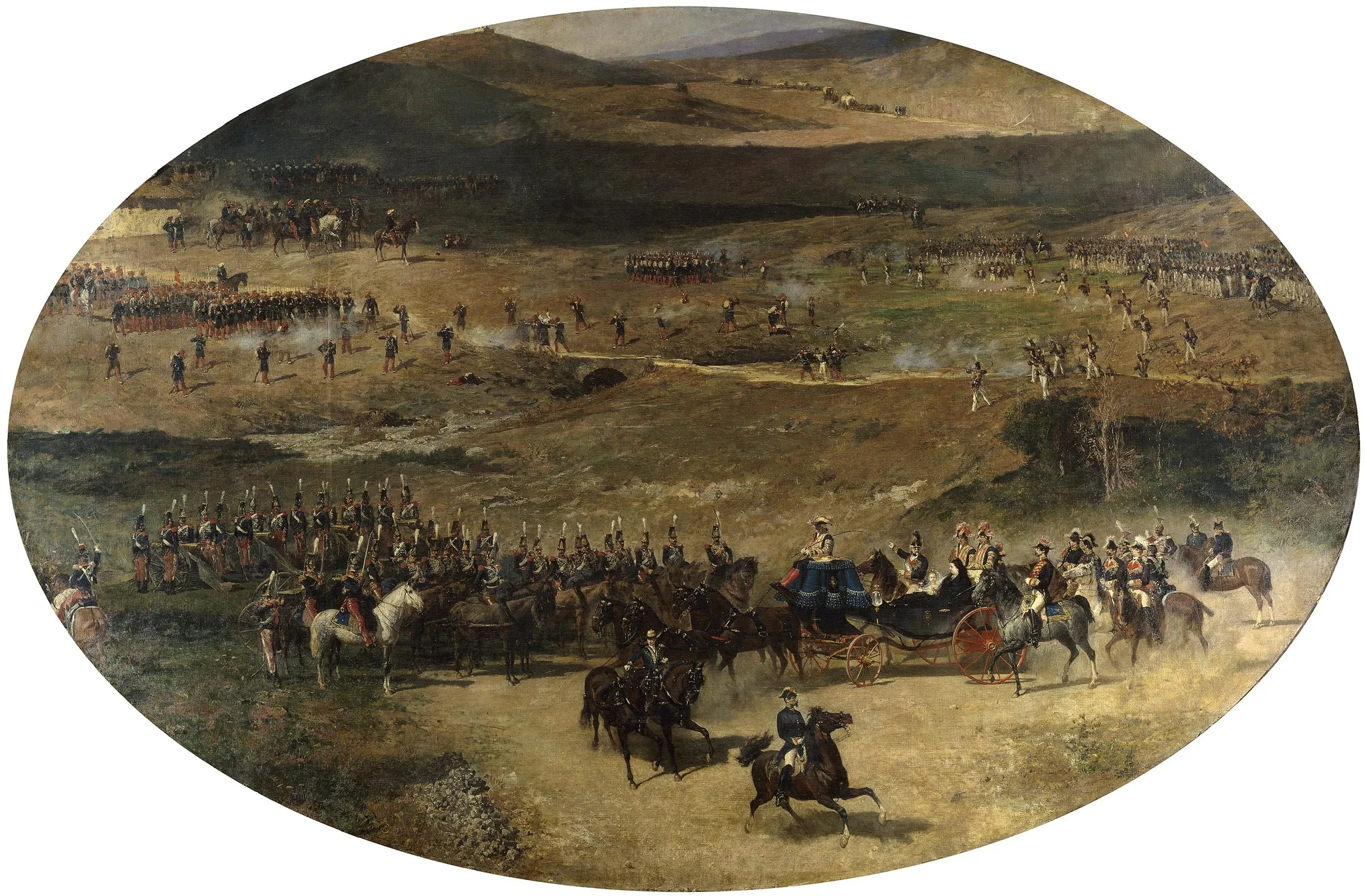 Queen María Cristina and her Daughter, Isabel II, reviewing the Artillery Batteries defending Madrid in 1837, detail