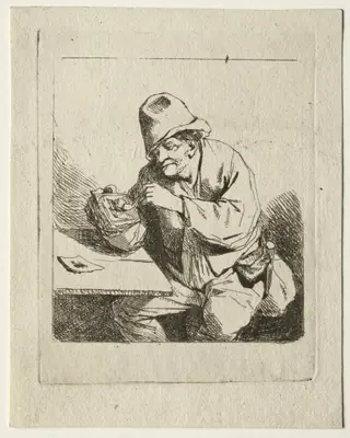 Peasant Lighting his Pipe, by Cornelis Bega, 1642