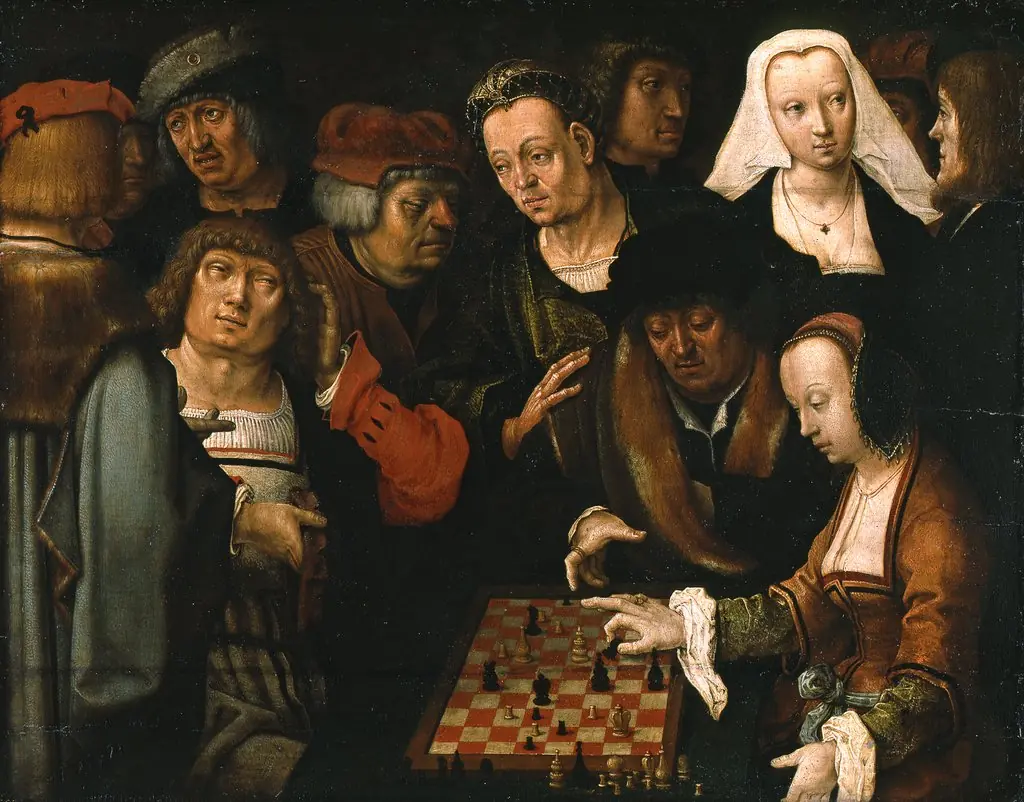 A Game of Chess, by Lucas van Leyden, oil, 1508