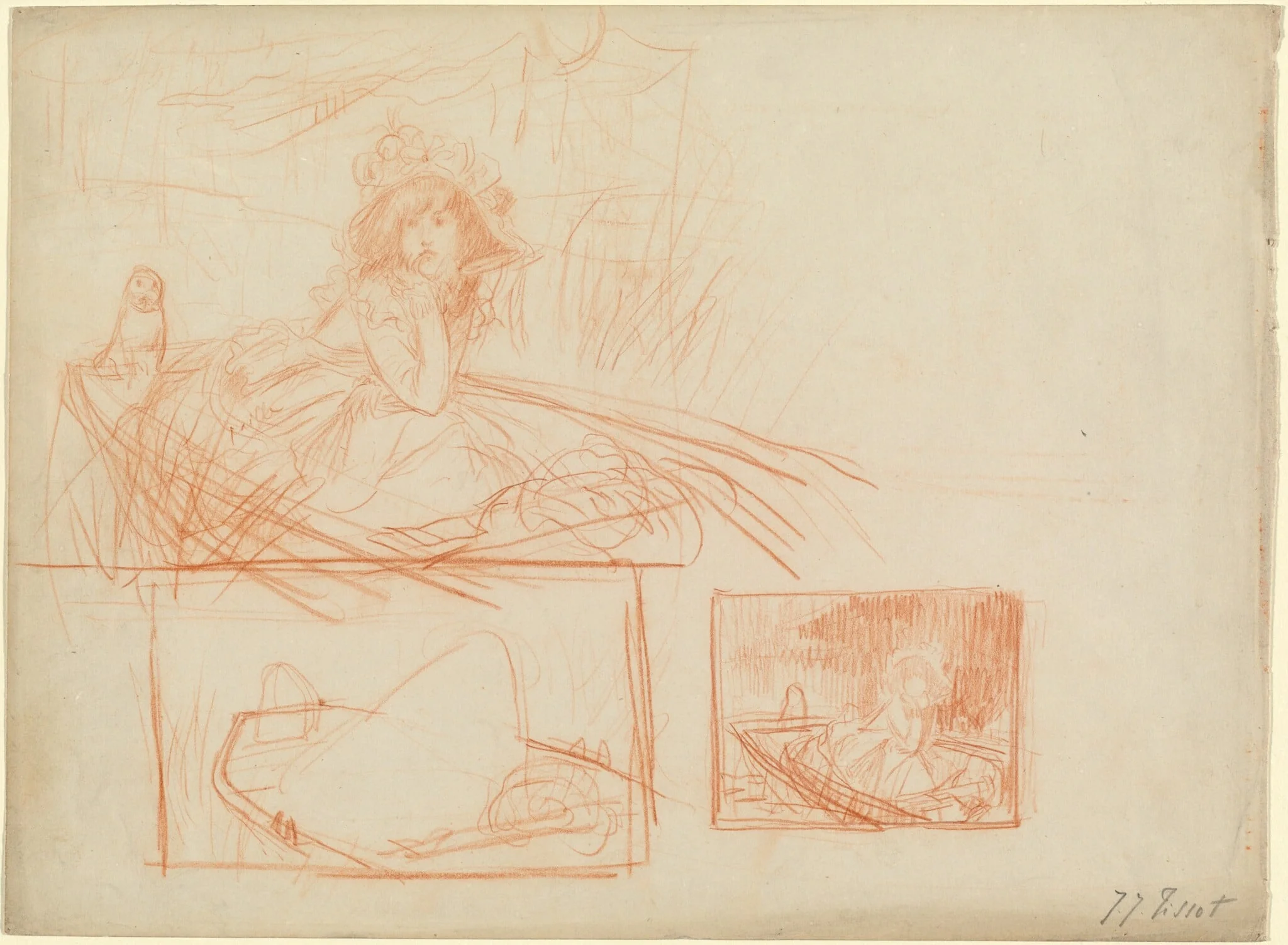 Pensive Girl Adrift in a Boat, detail