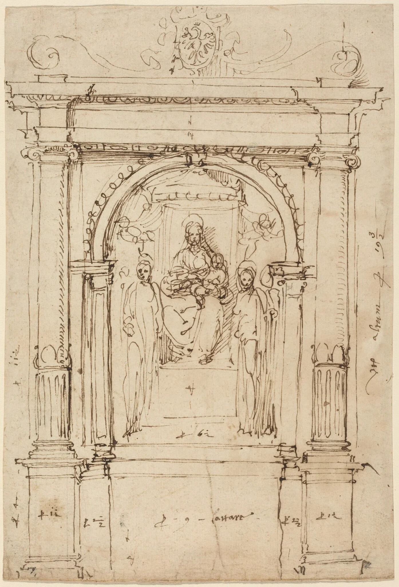 Altarpiece of the Madonna and Child with Saints, in Its Architectural Setting, detail