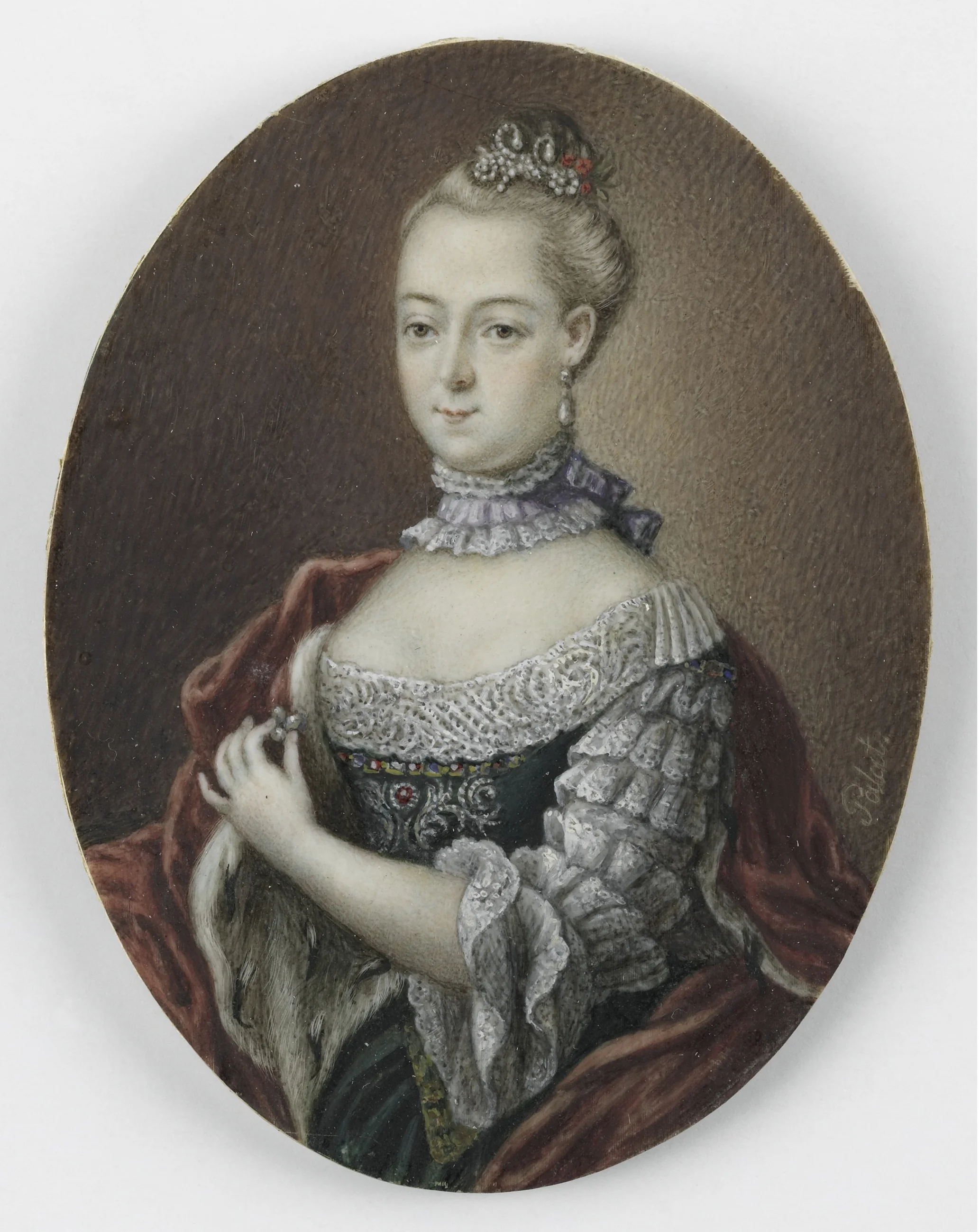 Frederica Carolina van Brandenburg (1735-91). Dochter van hertog Franz Josias van Saksen Coburg Saalfeld, detail