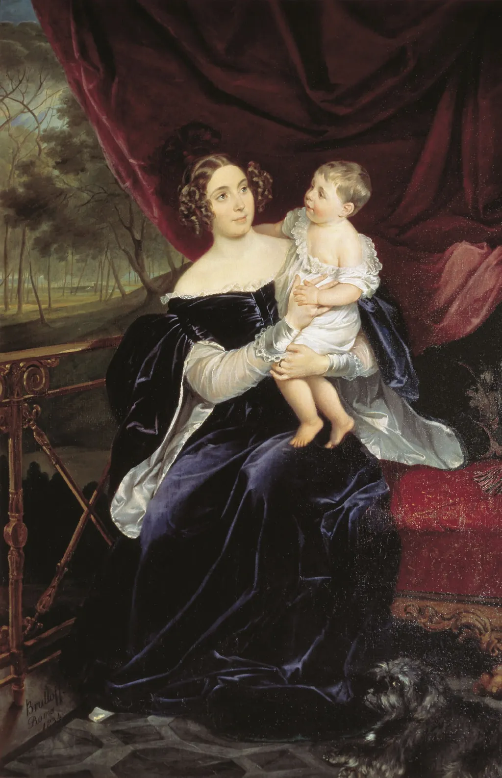 Portrait of the Princess Olga Ivanovna Orlova-Davydova with her daughter Natalya Vladimirovna, by Karl Bryullov, oil, 1834