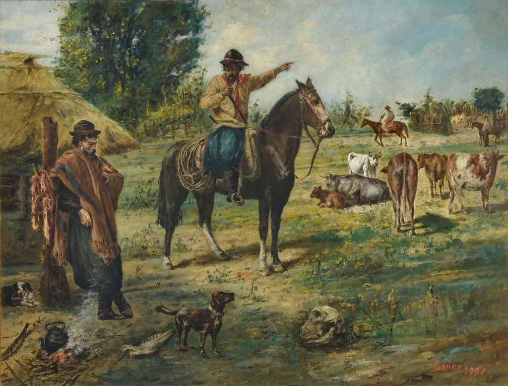Foreman and rebellious peasant, by Martín Boneo, oil, 1901