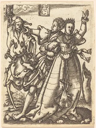Dance of Death V, by Allaert Claesz, ink