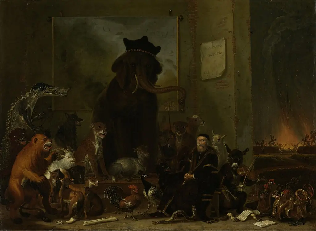 Satire on the trial of Johan van Oldenbarneveldt, by Cornelis Saftleven, oil, 1663