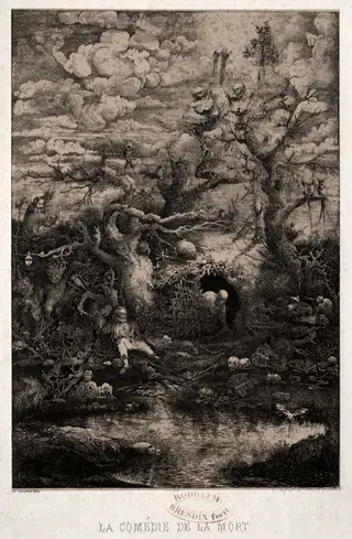 The Comedy of Death, by Rodolphe Bresdin, 1854