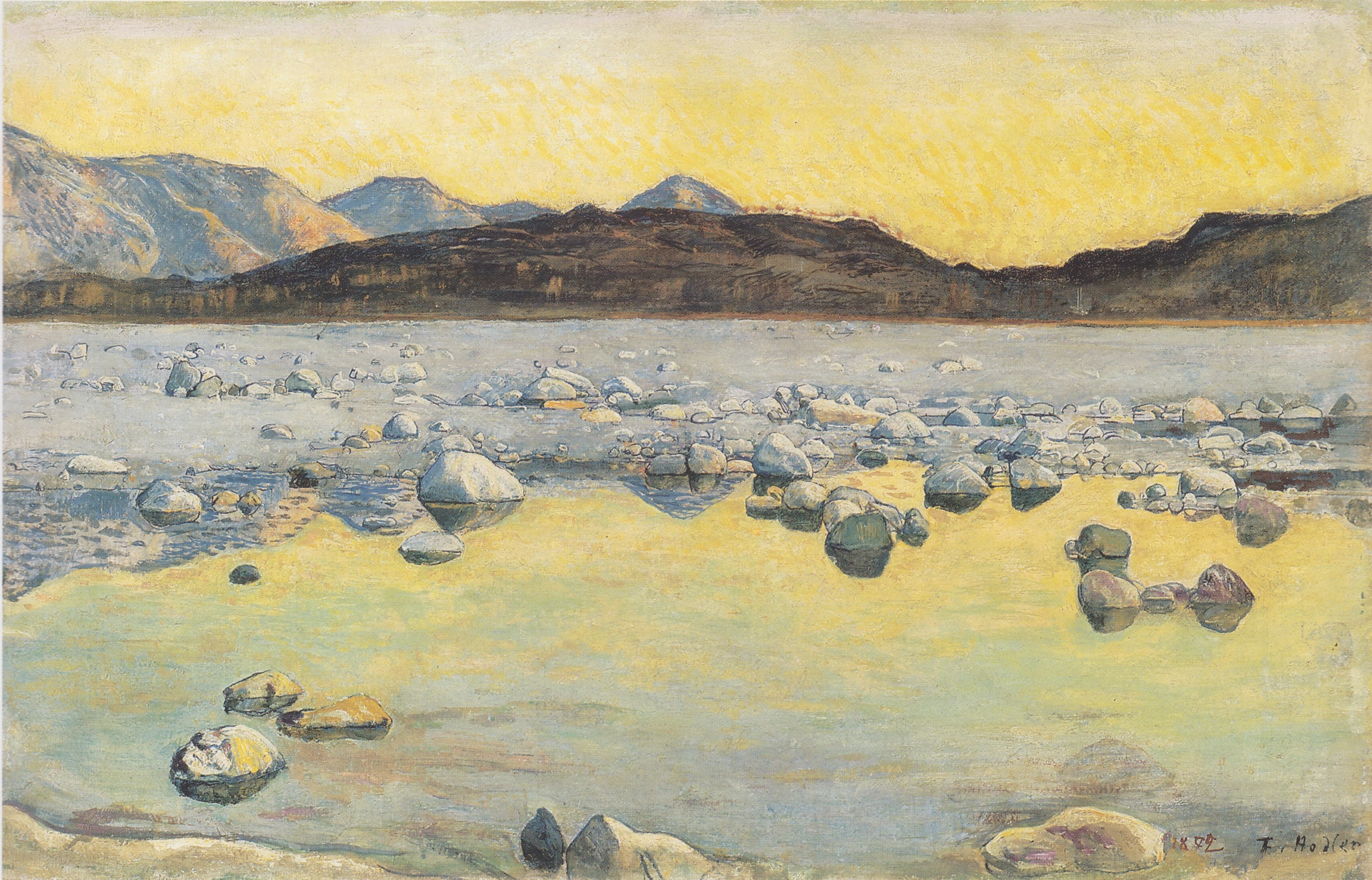 On the Bank of the Maggia in the Evening, detail