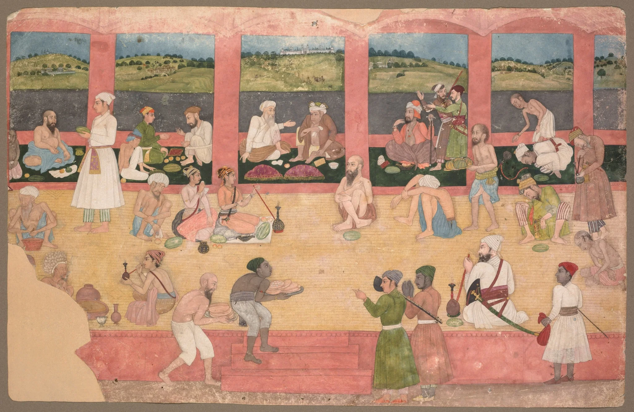 Opium Smokers Served Fruit and Bread, detail