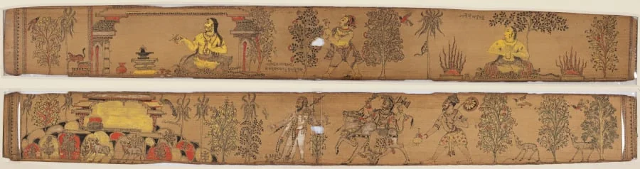 A Prince Performs Austerities (recto); Shiva and His Followers Return to Mount Kailash (verso), from a Romance of Chandrabhanu and Lavanyavati of Upendra Bhanja (1670–1740), detail