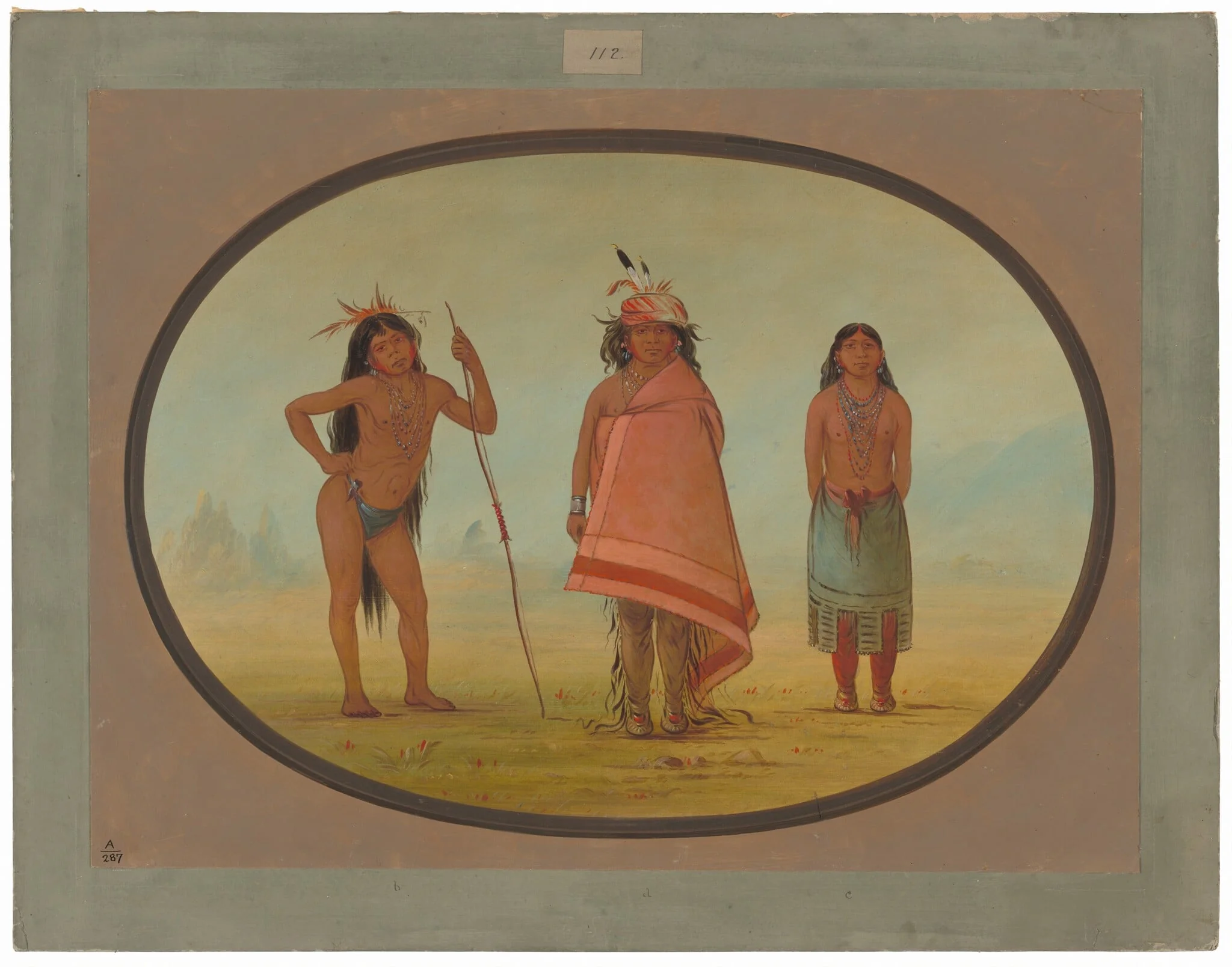 Cochimtee Chief, His Wife, and a Warrior, detail