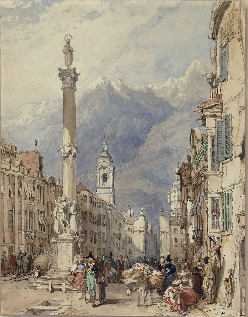 Street scene, Innsbruck, Tyrol, by Clarkson Frederick Stanfield, watercolor, 1826