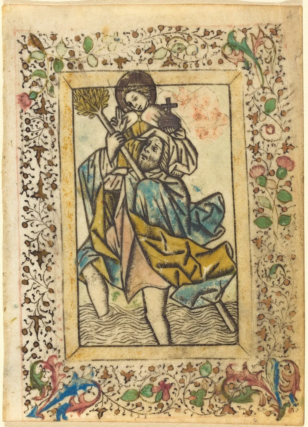 Saint Christopher, by Master of the Dutuit Mount of Olives, ink, 1460