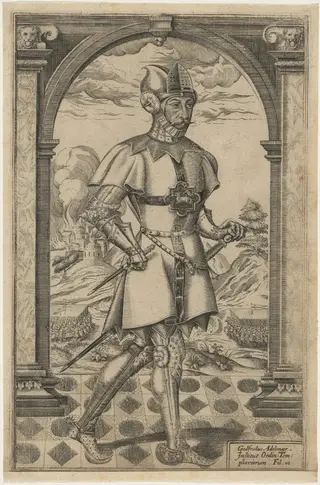 Godfrey Adelmar, Founder of the Knights Templar, by William Rogers, ink, 1602