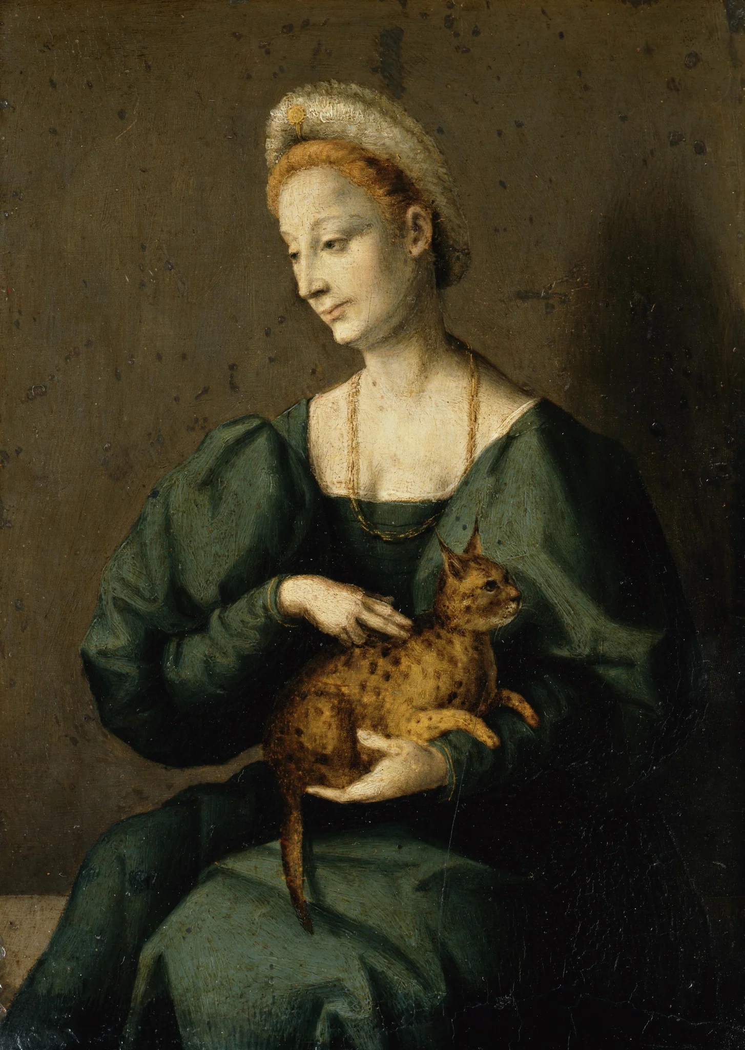 Portrait of a Woman with a Lynx, detail
